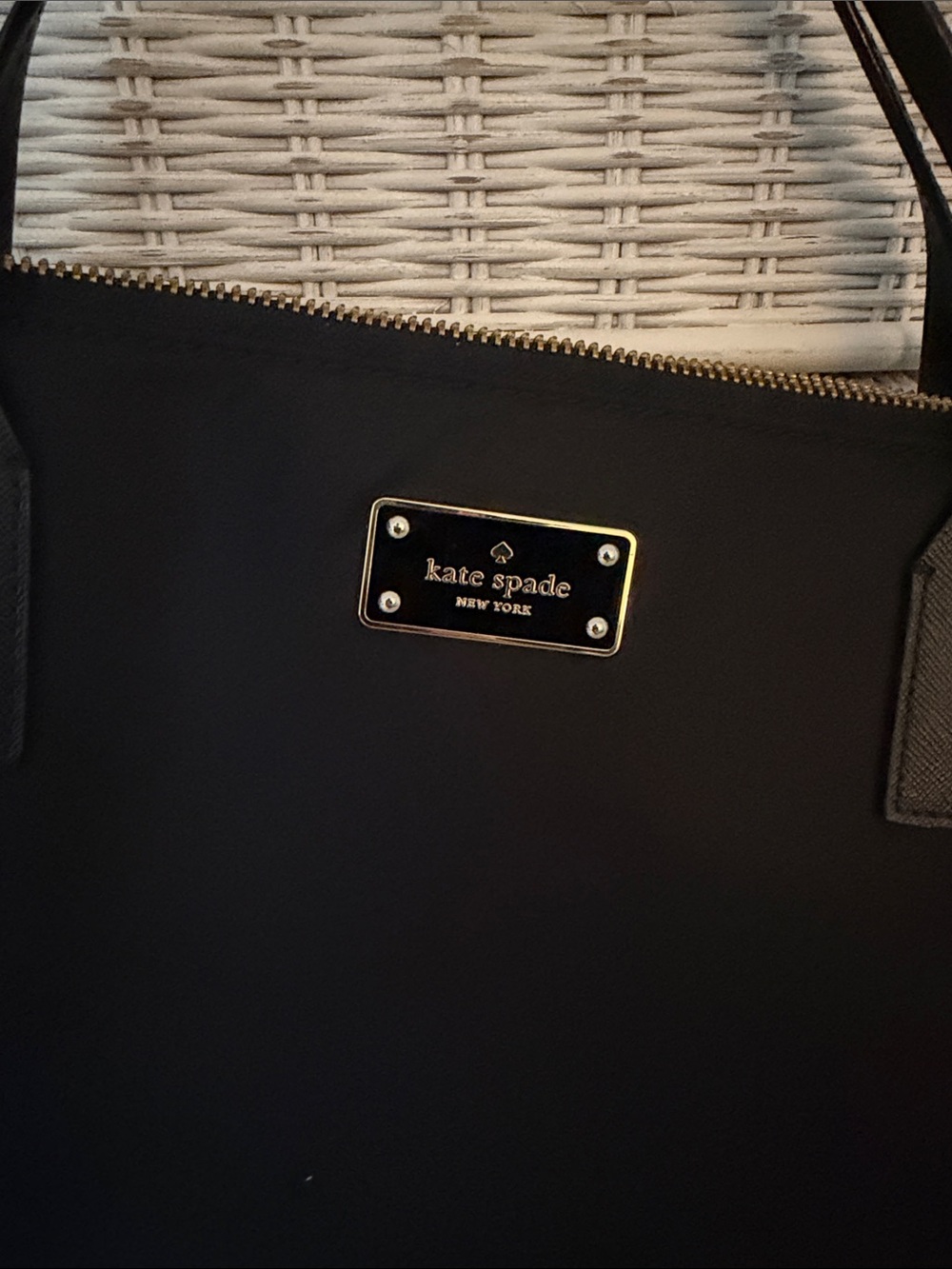 kate spade Black Tote with Gold Plaque